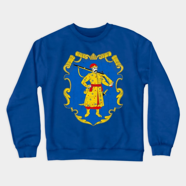 Ukrainian Cossack // Vintage-Style Emblem Design Crewneck Sweatshirt by DankFutura